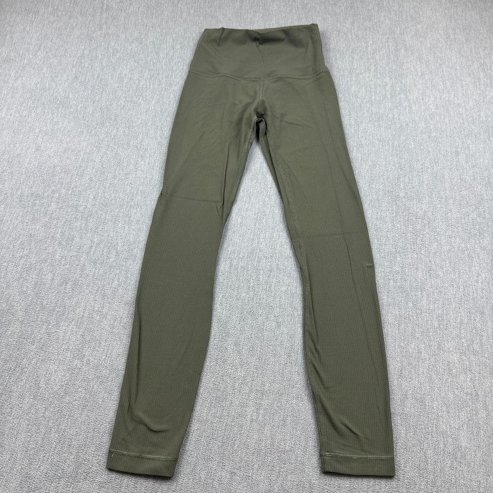 Lululemon Leggings Women 2 Green Align Ribbed High-Rise Pants Gym Yoga Workout